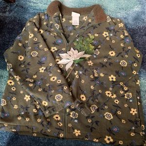 Northern Reflections Floral Zip Up Sweater Size XL
